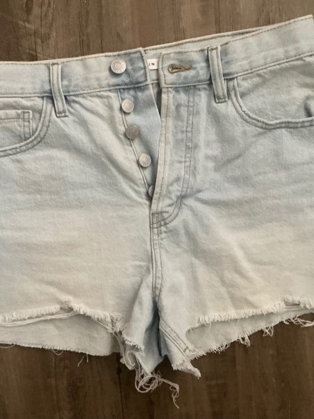 PacSun of light-wash, high-rise denim cutoff shorts, size 27